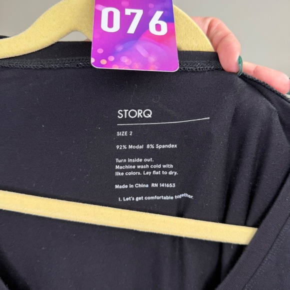 STORQ Black Short Sleeve Scoop Neck Midi T-Shirt Dress Size 2 Small - Picture 4 of 5